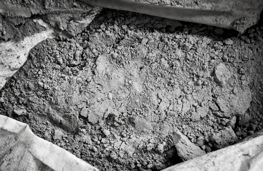 image of a bag of concrete in black and white for how to mix cement