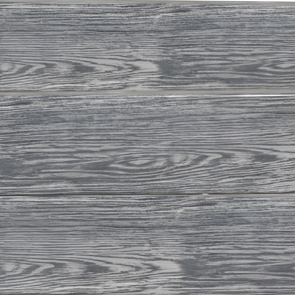 Close-up of grey composite timber panelling with a visible grain pattern
