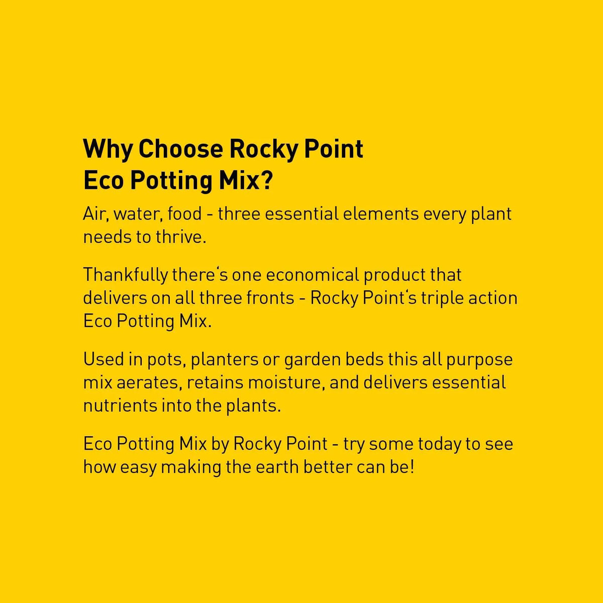 Rocky Point Eco Potting Mix 25ltr in a bag, suitable for planting and gardening, showcasing the eco-friendly landscaping accessory.
