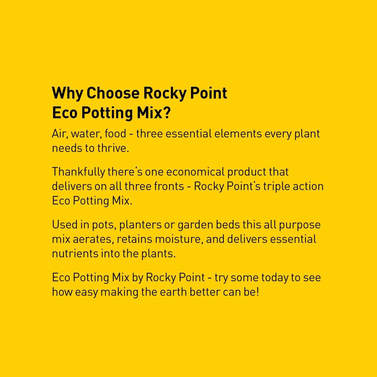 Rocky Point Eco Potting Mix 25ltr in a bag, suitable for planting and gardening, showcasing the eco-friendly landscaping accessory.