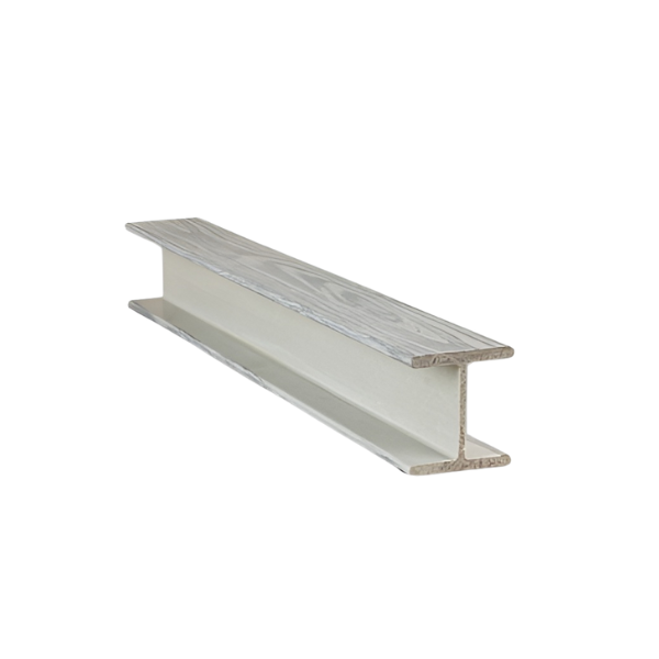H beam with timber look on a white background