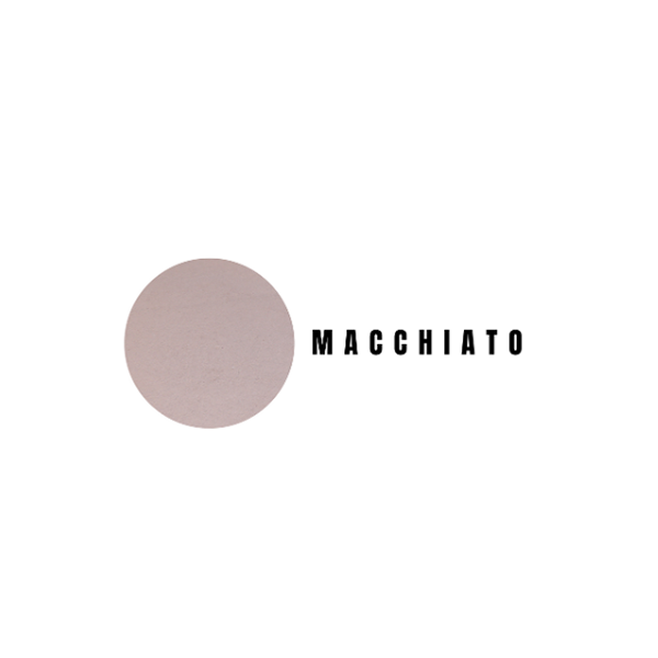 Macchiato color swatch with the word 'MACCHIATO' on a white background