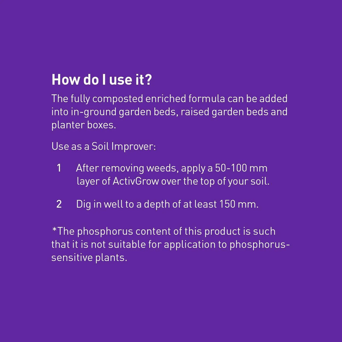Rocky Point Activegrow Soil Improver in a bag, landscaping accessory for enhancing garden soil and plant growth.