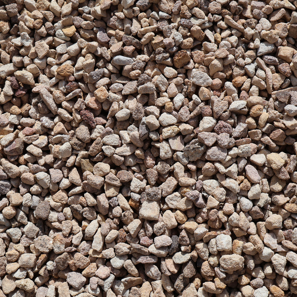 Crushed sandstone rocks 8-12mm from Rock n Soil, natural beige-colored decorative stone for landscaping and garden projects.