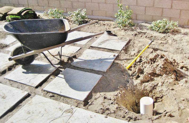 wheelbarrow on worksite