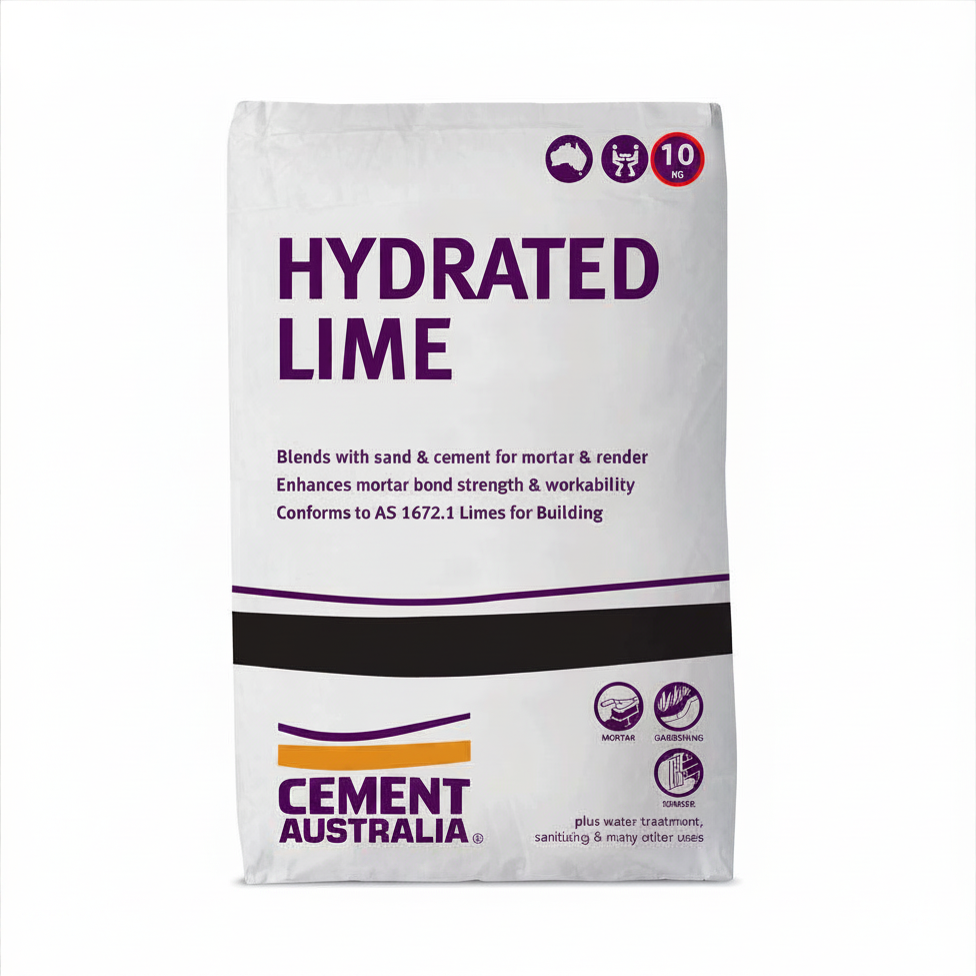 Bag of Cement Australia Hydrated Lime on a white background