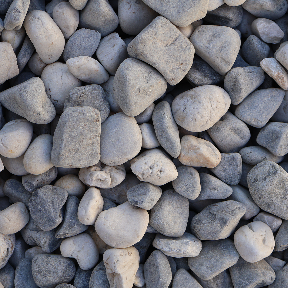 Close-up of gray and white pebbles