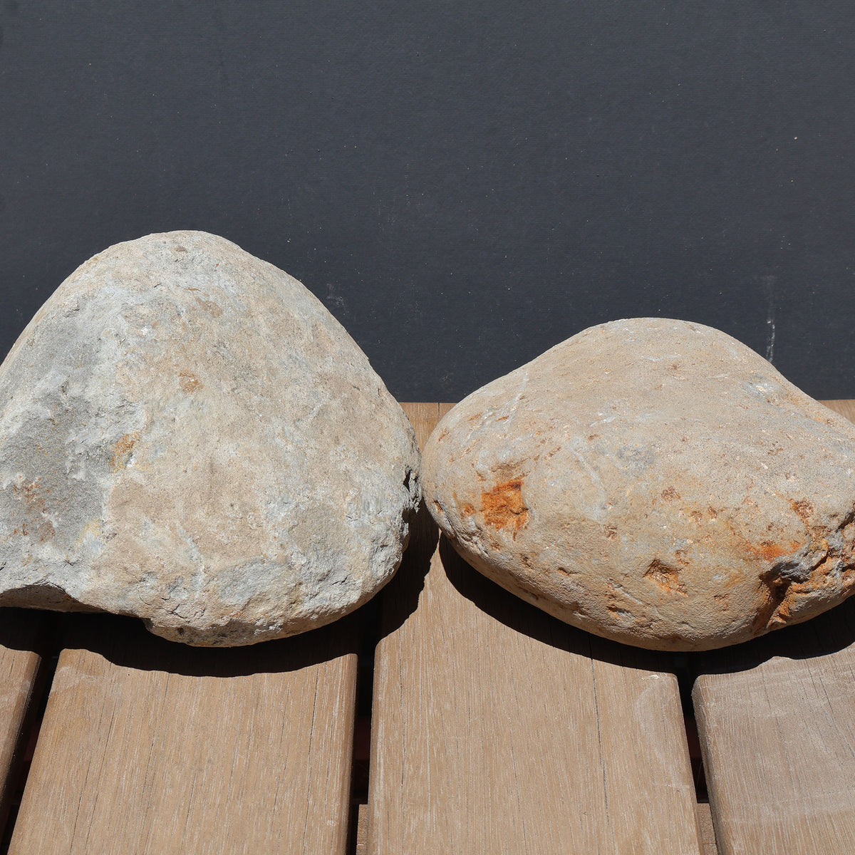 large stones on bench