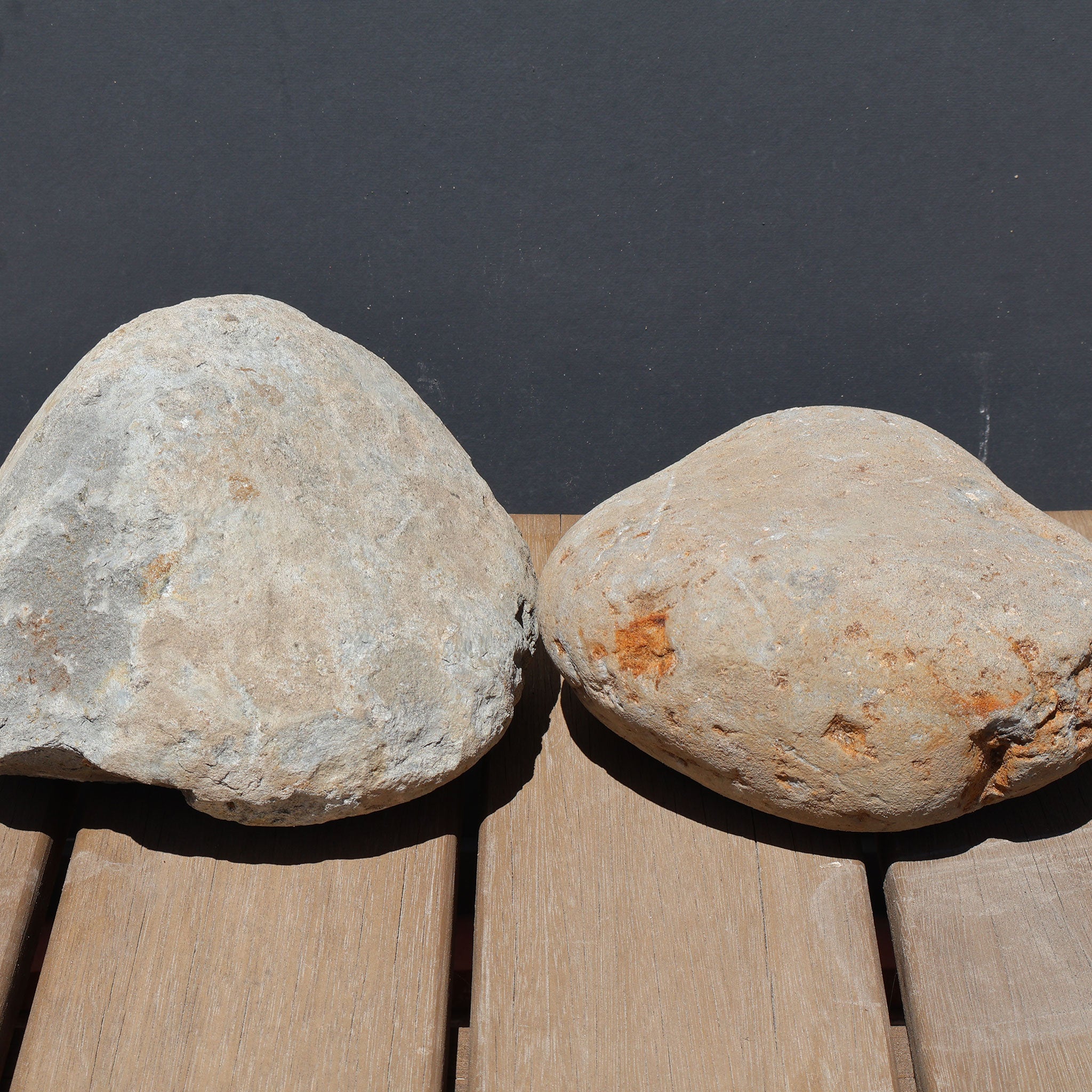 large stones on bench