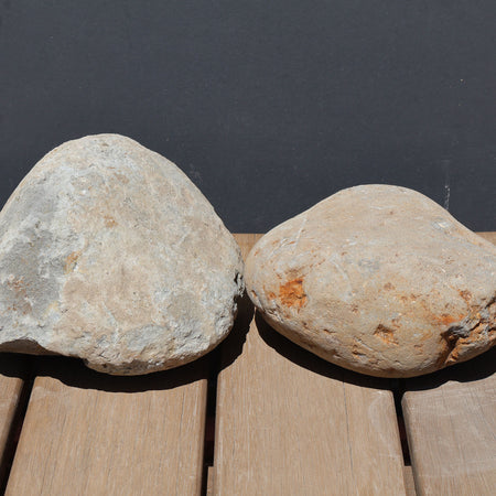 large stones on bench
