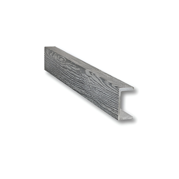 Wooden strip with a gray finish on a white background