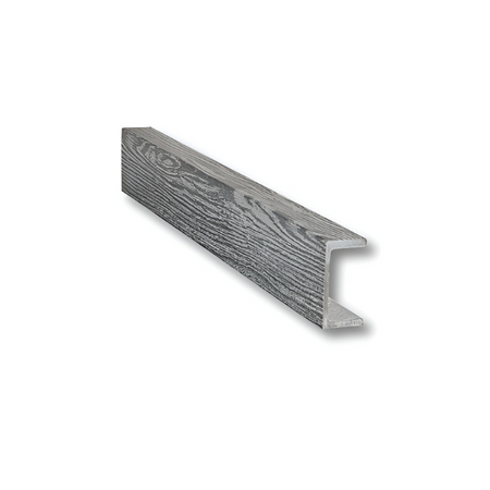 Wooden strip with a gray finish on a white background