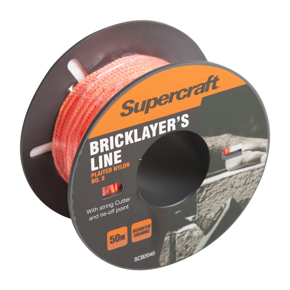 image of a roll of brickline / stringline / chalk trace with the orange Supercraft logo against an all white background