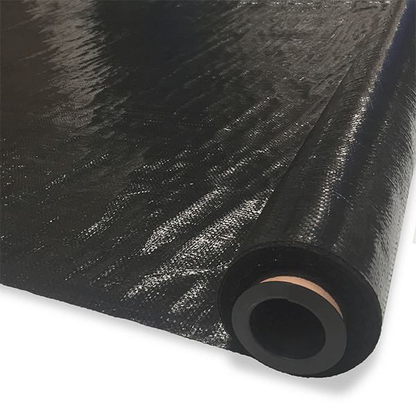 image of abmat weed mat, black in the roll, against a white backdrop