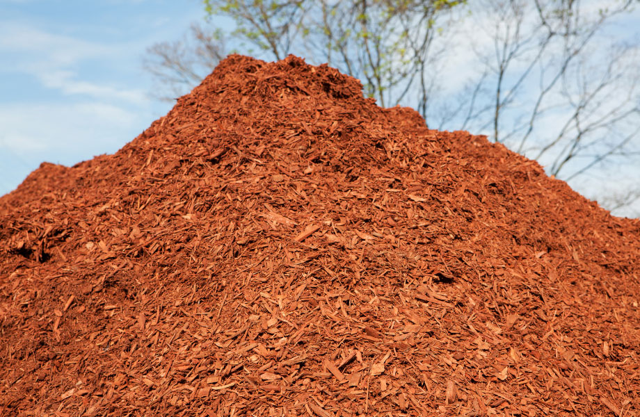 image of a large pile of red cypress safe mulch